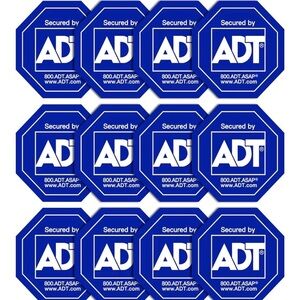 ADT Blue and White Security Decals - 12 Pack x 3